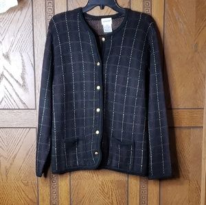Vintage Liz Baker Black Plaid Sweater
